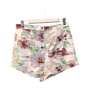 Urban Outfitters Shorts Floral Tropical High Waist Button Fly Micro Mini  L